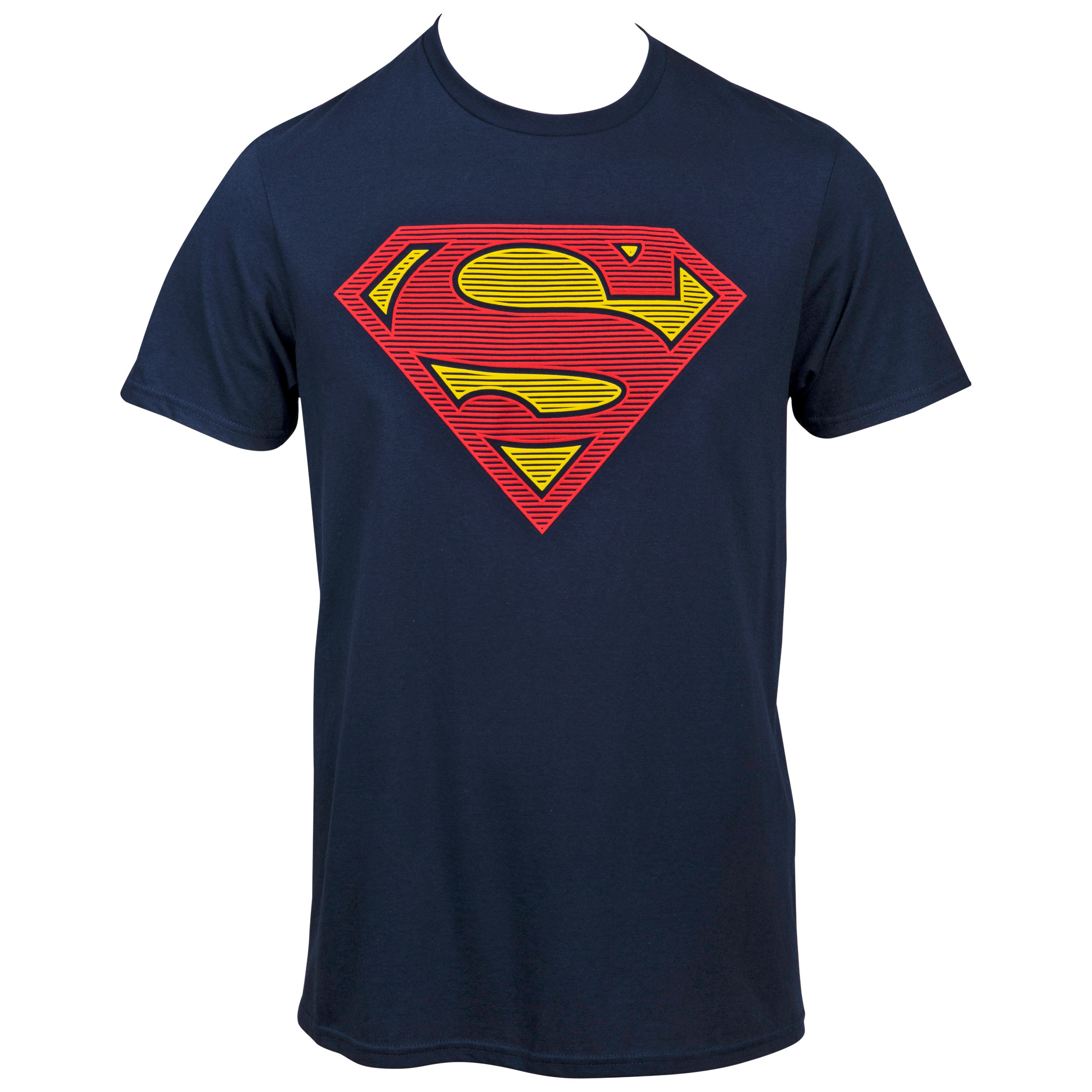 Superman Lined Symbol Navy T-Shirt